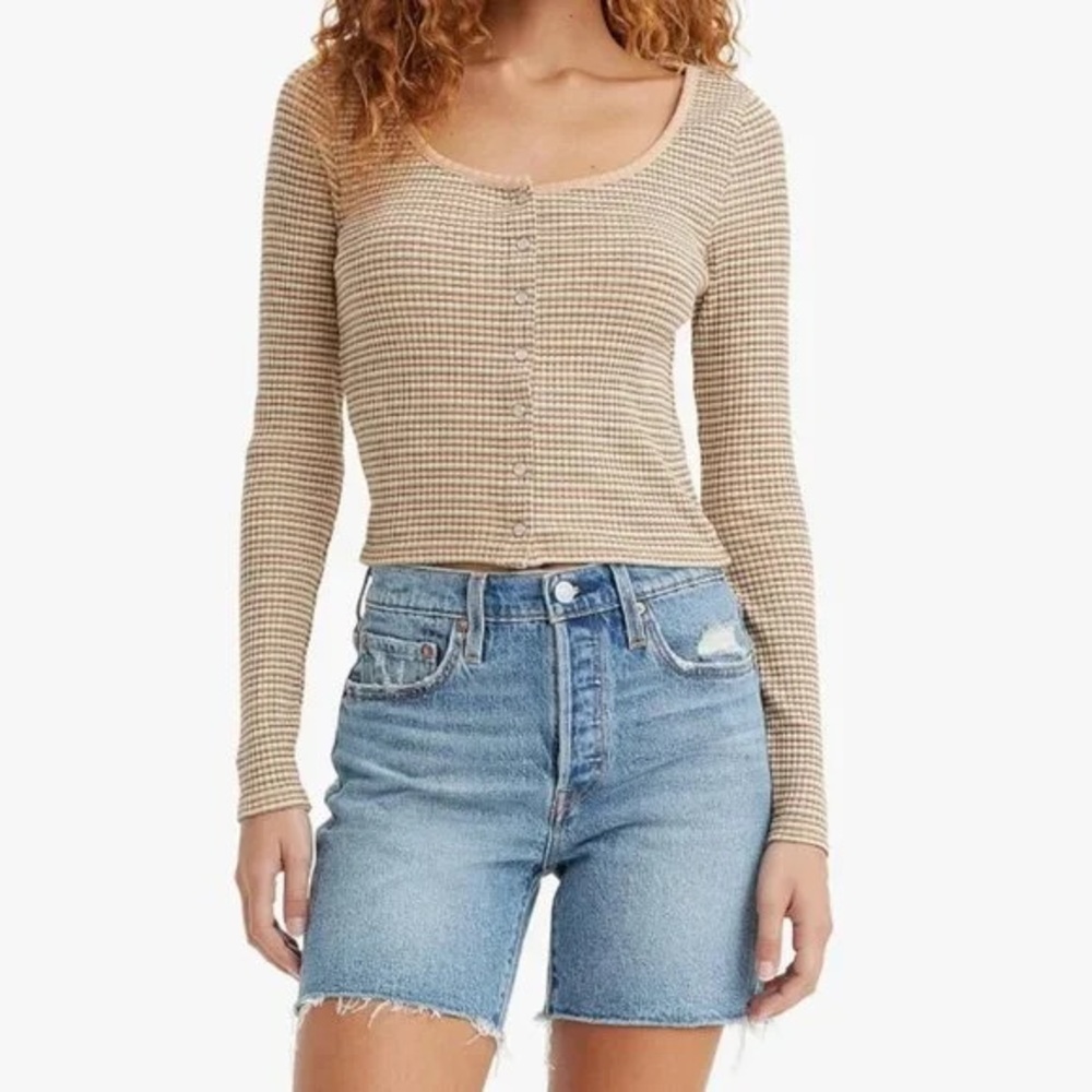 Levi's Tan Long Sleeve Cropped Top | L